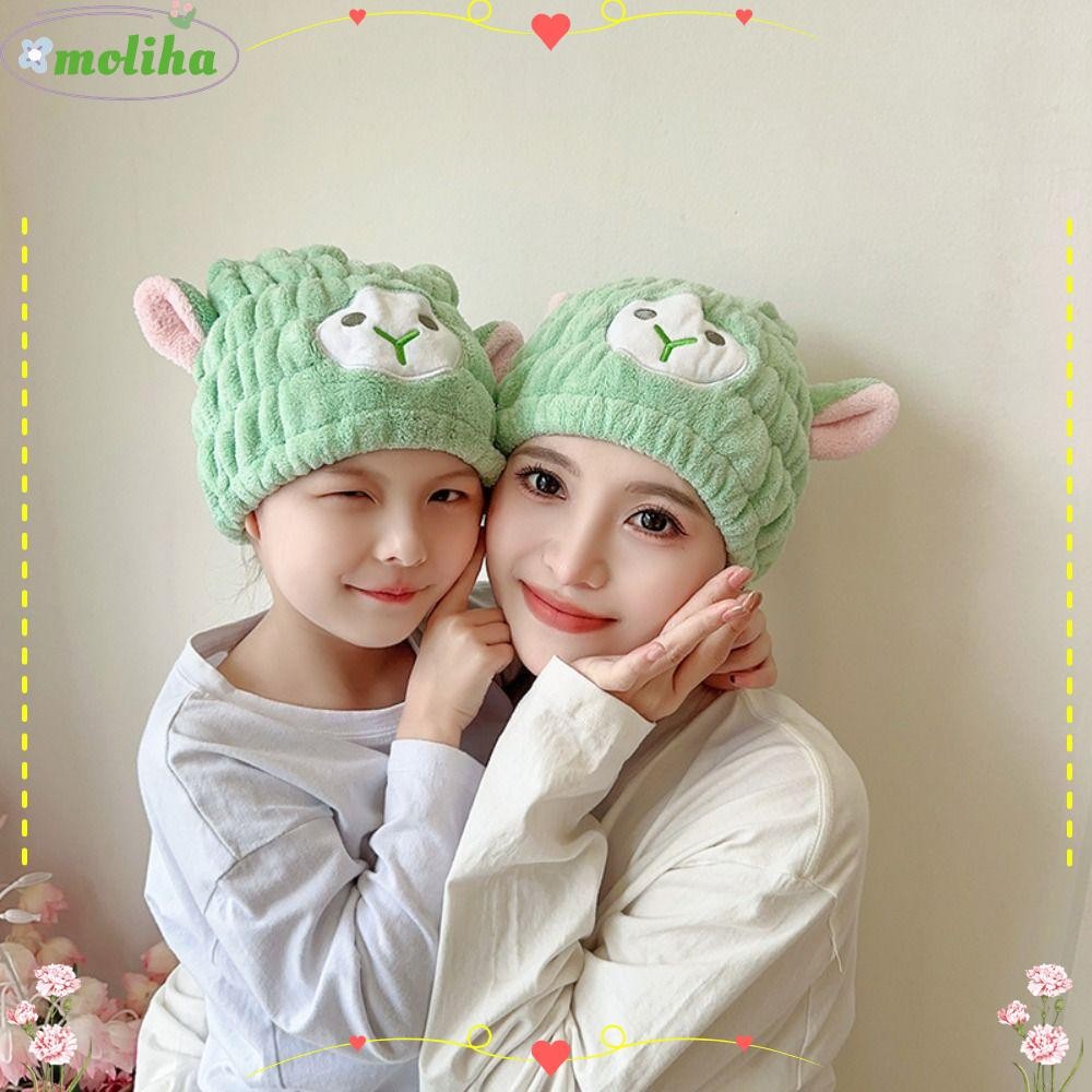 MOLIHA หมวกผมแห้งผู้หญิง Wrap Head ผ้าขนหนู Absorption Turban ผ้าขนหนูไมโครไฟเบอร์หมวกอาบน้ํา