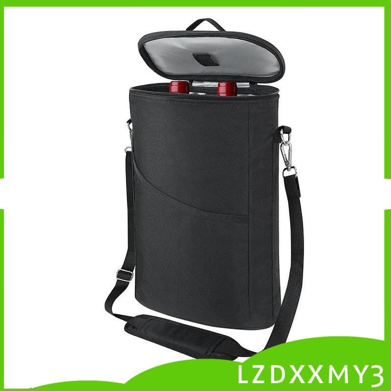 [Lzdxxmy3] ถุงสิริไวน์สองขวดกระเป๋าระบายความร้อนเก็บไวน์น้ําแข็งเย็นที่มีการจัดการกรณีความร้อนกระเป๋าเป้สะพายหลังสําหรับตกปลาชายหาดตั้งแคมป์กลางแ