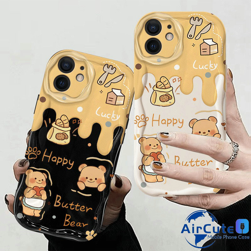 เคส  For Xiaomi Mi 14T 13T 11T POCO X7 X6 X5 X4 X3 GT NFC M6 M5 M5S F6  F4  Pro C71 C65 4G 5G POCOX6 POCOX5 POCOX4 POCOX3 POCOF6 POCOF5 POCOC65 Relief Cream Frame Happy Butter Bear TPU Soft Case