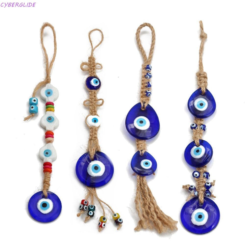 CYBERGLIDE Evil Eye จี้ห้องนั่งเล่นของขวัญคู่อินเทรนด์งานฝีมือทําด้วยมือตกแต่ง Bule Evil Eye ลูกปัดกระเป๋าจี้ Trinket กระเป๋า Charm Evil Eye keyring