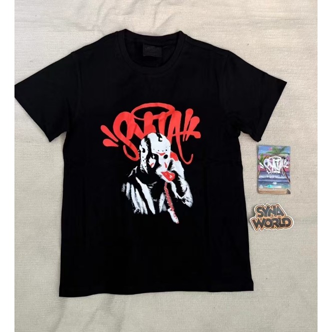 ภาพเวลาจริงของ Syna w0r1d พิมพ์ตัวอักษรฤดูร้อนผู้ชายและผู้หญิง high street สไตล์ hip-hop หลวมสบายๆรอบคอสั้นเสื้อยืด