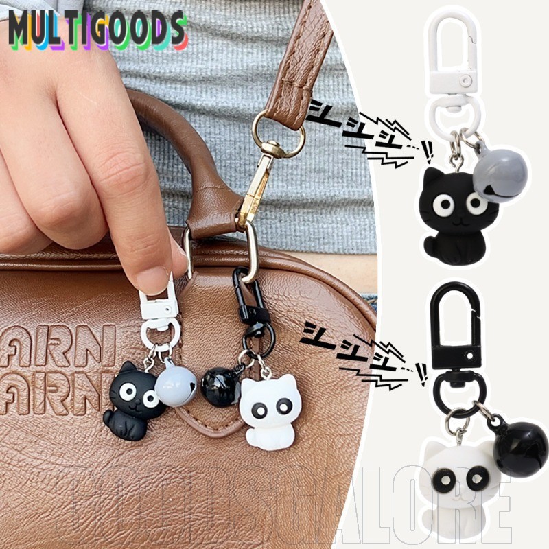 พวงกุญแจแมวสีดําและสีขาว-พวงกุญแจคู่-จี้อเนกประสงค์สร้างสรรค์ตลก-ผู้หญิงกระเป๋าอุปกรณ์เสริมกระเป๋า-พวงกุญแจสัตว์น่ารัก