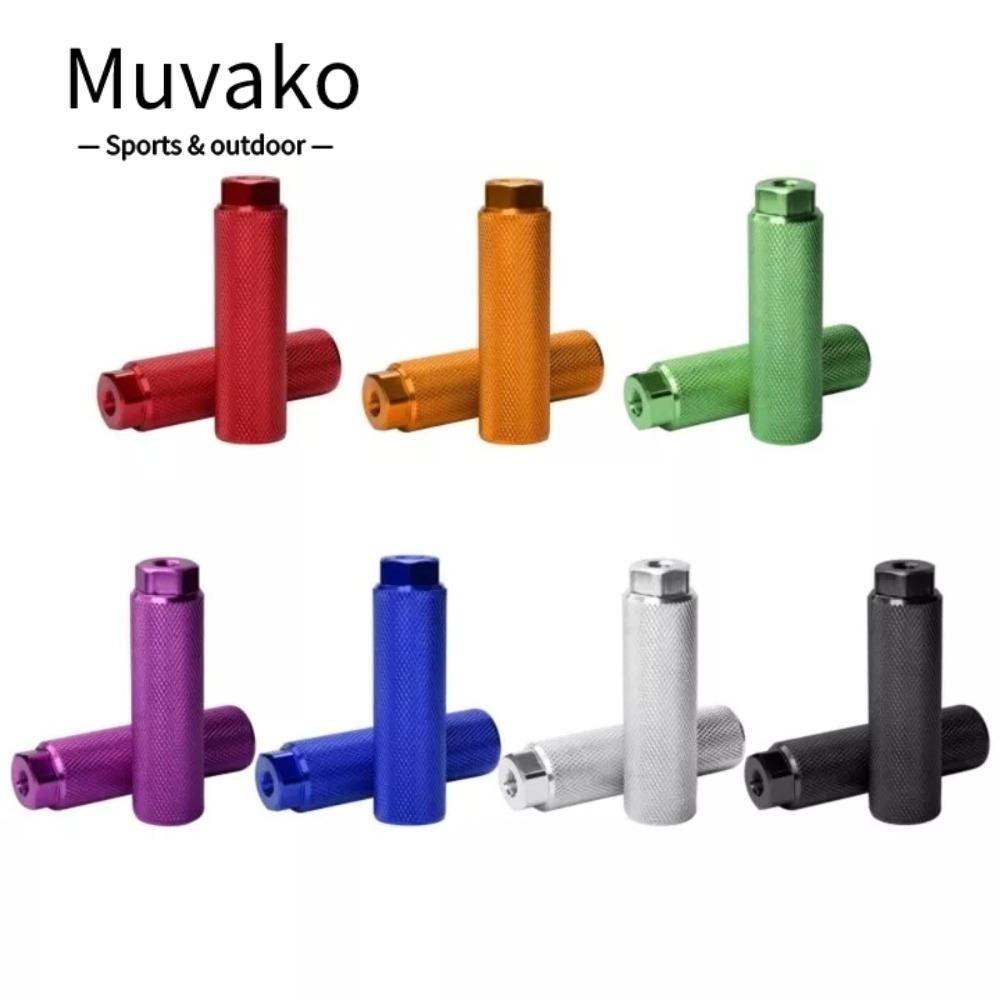 MUVAKO หมุดจักรยาน 2 ชิ้น ชิ้นส่วนขี่จักรยานกันลื่น หมุดเท้าอลูมิเนียม น้ําหนักเบา สําหรับพักเท้า ขนาด 3/8 นิ้ว
