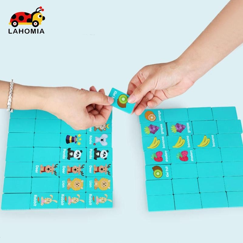 LAHOMIA 36 ชิ้นไม้ Dominos ทักษะความรู้ความเข้าใจทักษะที่ใช้งานได้จริงสําหรับเด็กอนุบาล