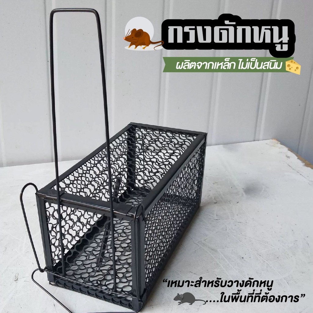 กรงดักหนู กรงดักหนู ที่ดักหนู กับดักหนู กับดักกระรอก กรงหนู เคลือบกันสนิม สีดำ