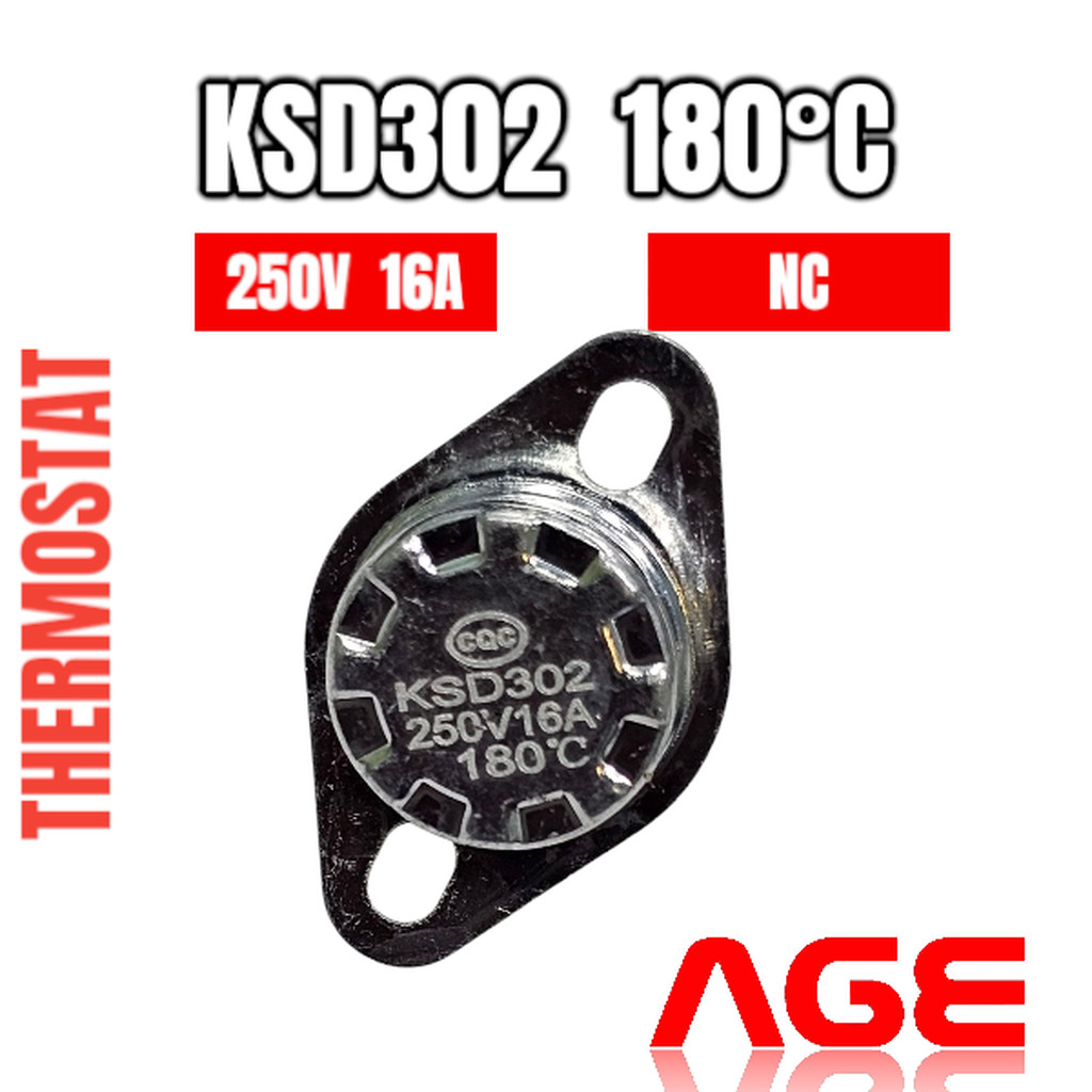KSD302 เทอร์โมสตัท 250V 16A 180C (NC Type),KSD302 Thermostat