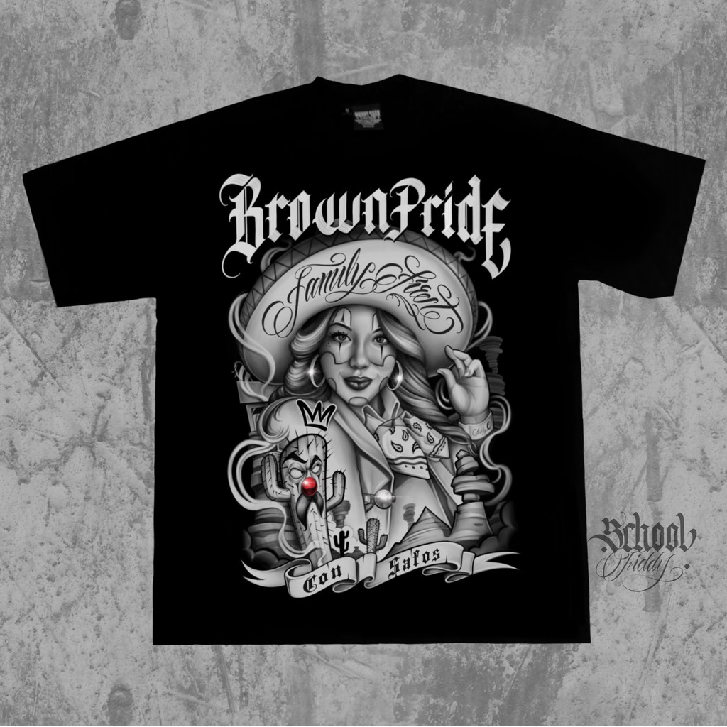 พร้อมสต็อกสไตล์ใหม่ BrownPride West Coast Chicano เสื้อยืดแขนสั้นสไตล์เม็กซิกัน American Street Hip-Hop ชาย Retro อินเทรนด์ - รูปที่ 4