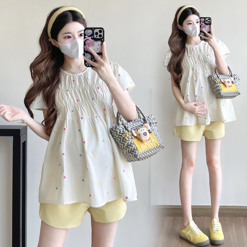 ชุดคลุมท้อง ฤดูร้อนที่มีสีสันปักเสื้อแขนสั้นทารกด้านบน - รูปที่ 3