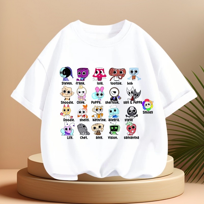 (ล่าสุด) เสื้อยืดเด็ก [Dandy's World-Family] ตัวการ์ตูนเกมที่เด็ก ๆ ชอบมีความยืดหยุ่นและระบายอากาศ