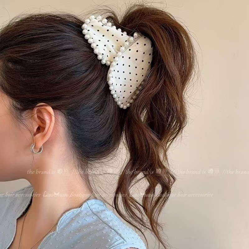 High-End Pearl Polka Dot กิ๊บติดผมหญิงกลับหัวClamp รูปที่ 4