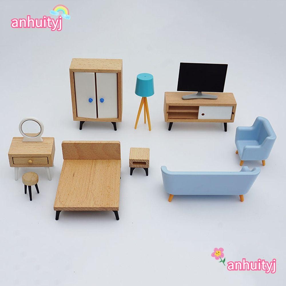 ANHUITYJ Mini Furnishing Scene Model Playing House Dolls Accessories TV Cabinet