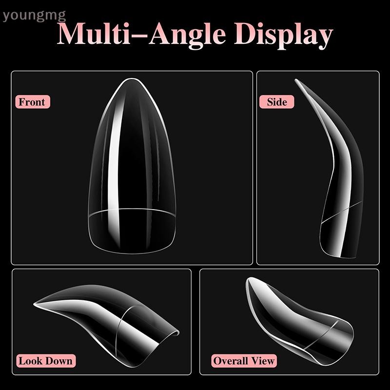 [YG] 100 ชิ้น Hawk Curve เล็บเคล็ดลับครึ่งฝาครอบ Eagle Claw Curve เล็บปลอมขยาย 10 ขนาดสําหรับ Art Sa