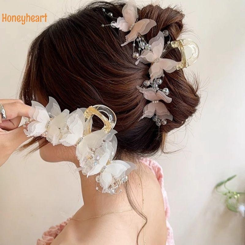 <Honeyheart> กรงเล็บผมผีเสื้อกลับกิ๊บติดผมฉลามสําหรับผู้หญิงน่ารักหวาน Elegant Hairpins อุปกรณ์เสริมผม Nice