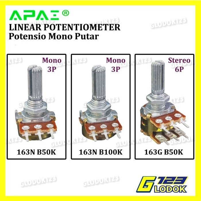 Potentiometer Potentiometer Potentiometer Linear Taper Rotary 50K 100K OHM