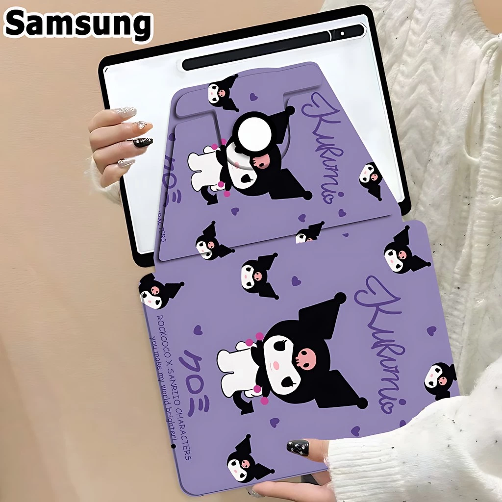 เคสฝาพับ Samsung Tab S6 lite S7 S8 S9 S10+/S7FE S9FE S9FE+ A8 A9 A9+ เคส Samsung Galaxy Tab S8+ /S9+ /S7+/ A7lite 360° วัสดุอะคริลิ เคส Galaxy Right pen /Kuromi Samsung case
