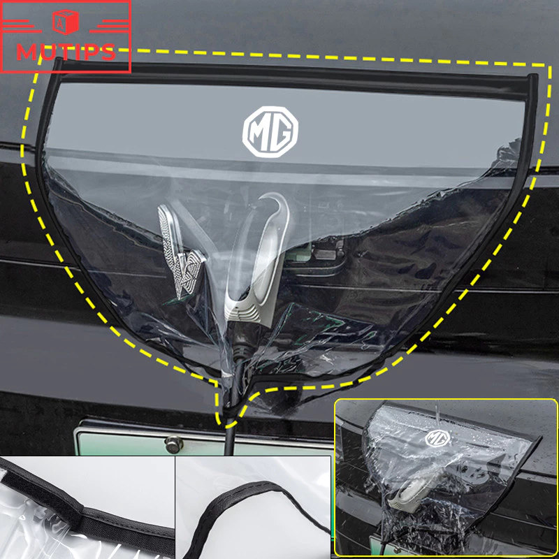 MG นอกบ้าน เครื่องชาร์จรถยนต์ ฝาครอบกันน้ำ อุปกรณ์ป้องกันที่ชาร์จ รถยนต์ไฟฟ้า แม่เหล็กไฟฟ้า เสื้อกันฝน สำหรับ MG ZS EV MG EP MG4 Mulan