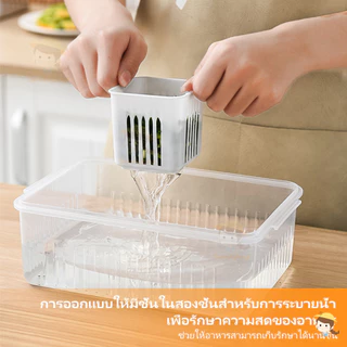 SWEETYBAYI กล่องเก็บอาหาร 4/6 ช่อง ที่เก็บผัก มีฝาปิดในตัว กล่องเก็บกระเทียมสด กล่องจัดเก็บในตู้เย็น