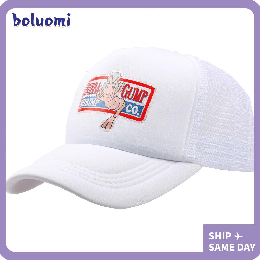 หมวกปัก BOLUOMI หมวกเบสบอล Bubba Gump Forest Gump หมวกตาข่ายผ้าฝ้ายกุ้ง