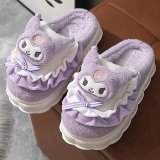 คุโรมิ รองเท้าแตะ ขนนุ่ม Fluffy พื้นหนา กันลื่น สบาย เบา ใชในบ้าน รองเท้าบ้าน ผ้าฝายฤดูหนาว น่ารัก ส่งฟรี