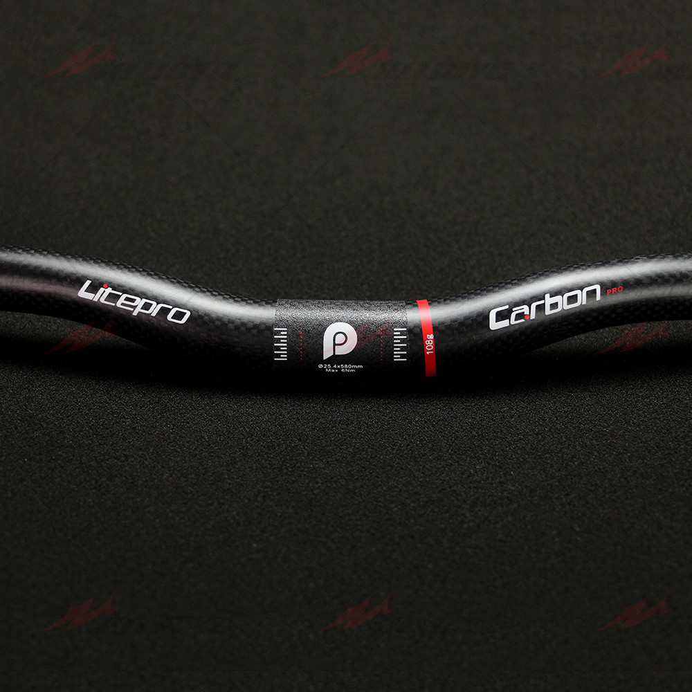 Litepro พับ/BMX 25.4 มม.580 มม.แฮนด์คาร์บอน MTB Handlebar แบนหรือ Rise คาร์บอนไฟเบอร์ Ultralight จักรยาน Handlebar พับ