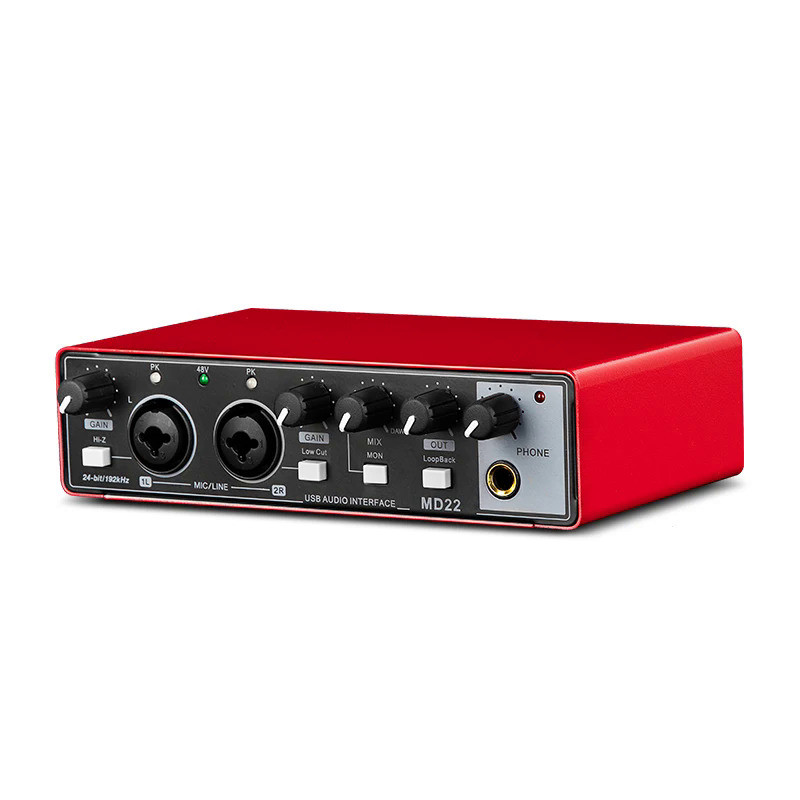 Professional Audio Interface Sound Card Equipment for Electric Guitar Monitor Loopback USB External 