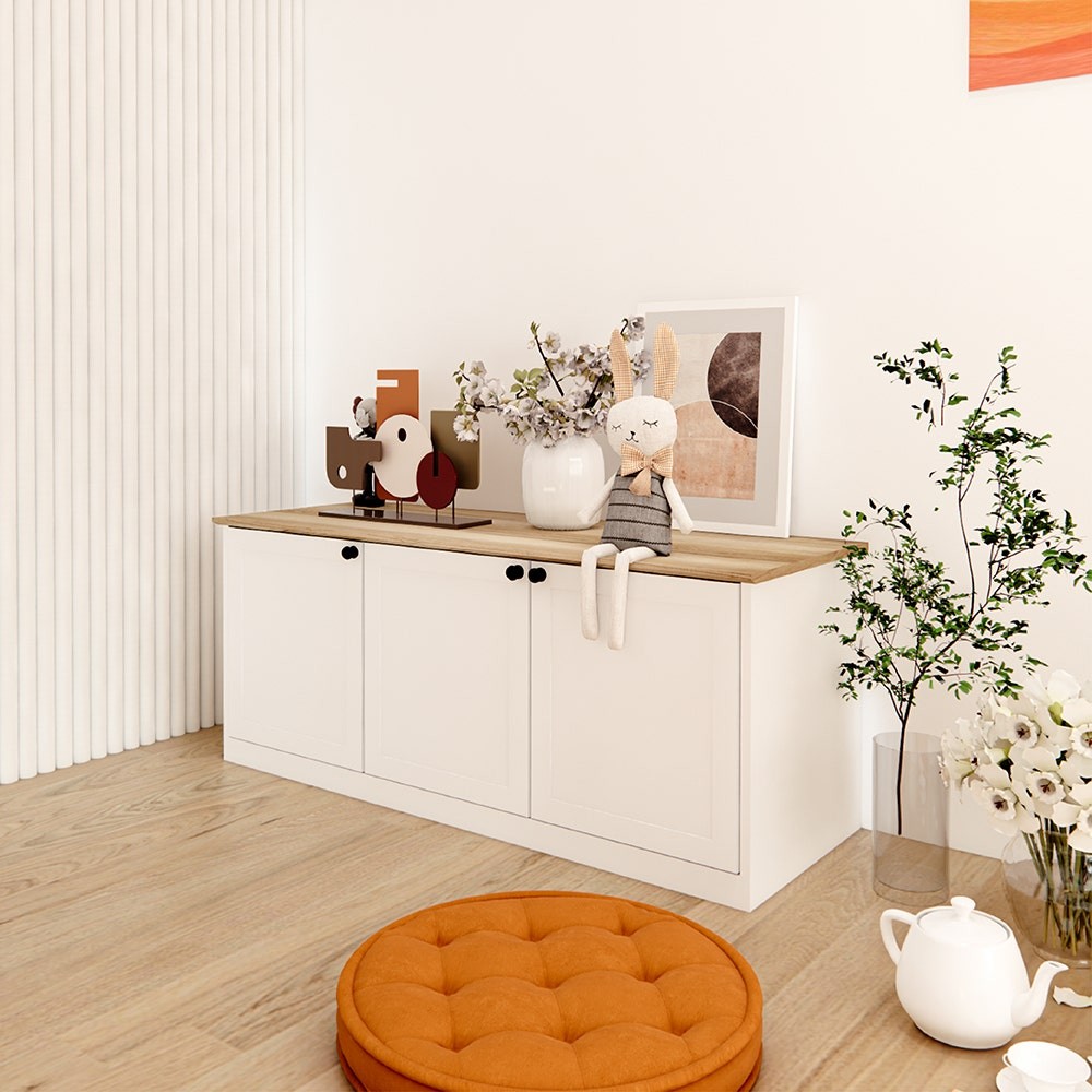 Koncept Furniture ไซด์บอร์ด KC-PLAY รุ่น WIZE สีขาว (120 x 45 x 50 ซม.) แบรนด์ KONCEPT FURNITURE