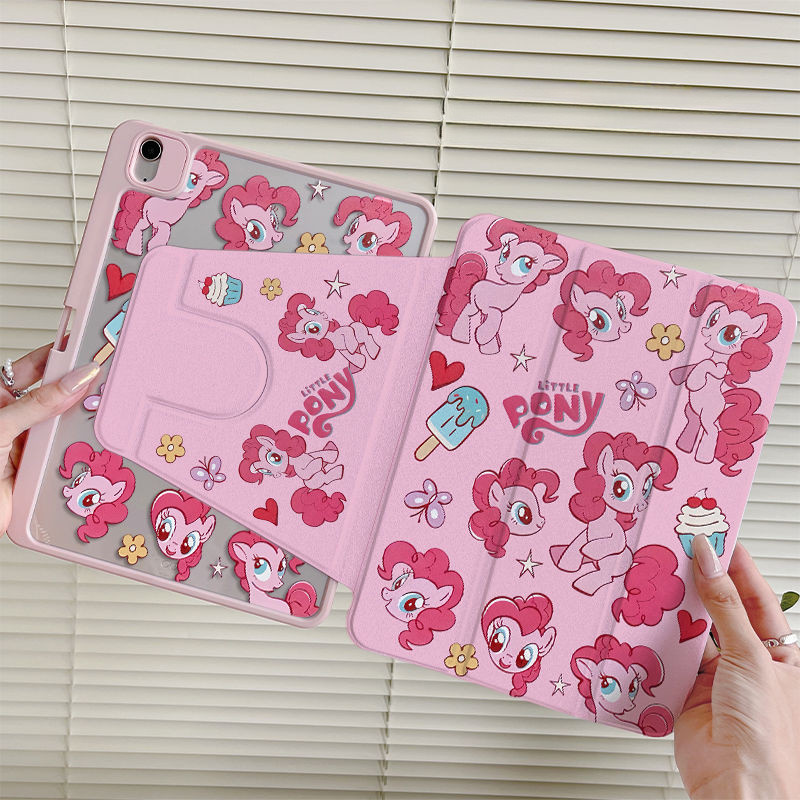 เคส IPAD อะคริลิคใสเหมาะสําหรับ IPAD Air6 Air5 Air4 10.9 Pro11 Gen10 Gen9 Gen8 Gen7 10.2 My Little Pony Gen6 Gen5 Air1 Air2 Air3 720° ฝาครอบ iPad หมุนได้