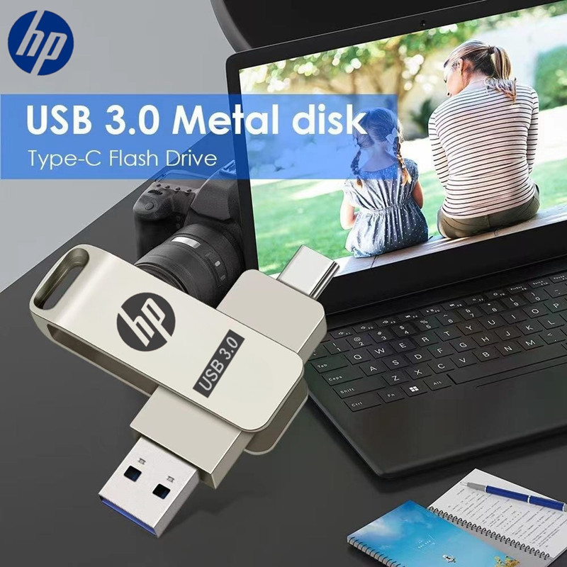 Hp 1TB 2TB USB Stick Key 2 IN 1 OTG แฟลชไดรฟ์ USB ไดรฟ์ปากกาเก็บแฟลชดิสก์ Type-C รองรับ iPhone15/16 iPad
