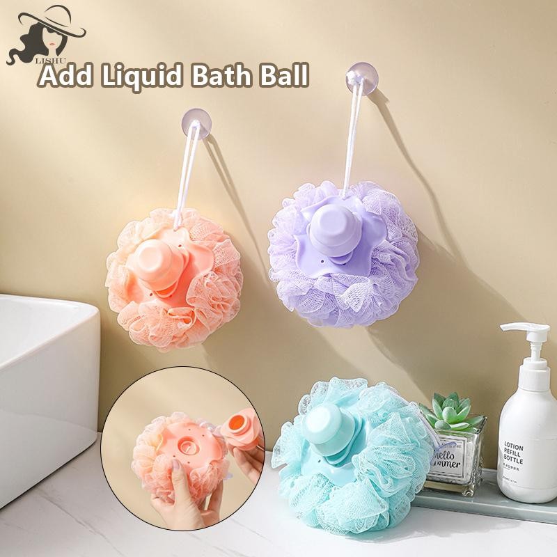 Lishu Bath Shower Loofah ฟองน้ํา Pouf Body Wash Scrubber Creative Refill Shower Ball Exfoliag สําหรับผู้หญิงและผู้ชายบ้านห้องน้ํา th