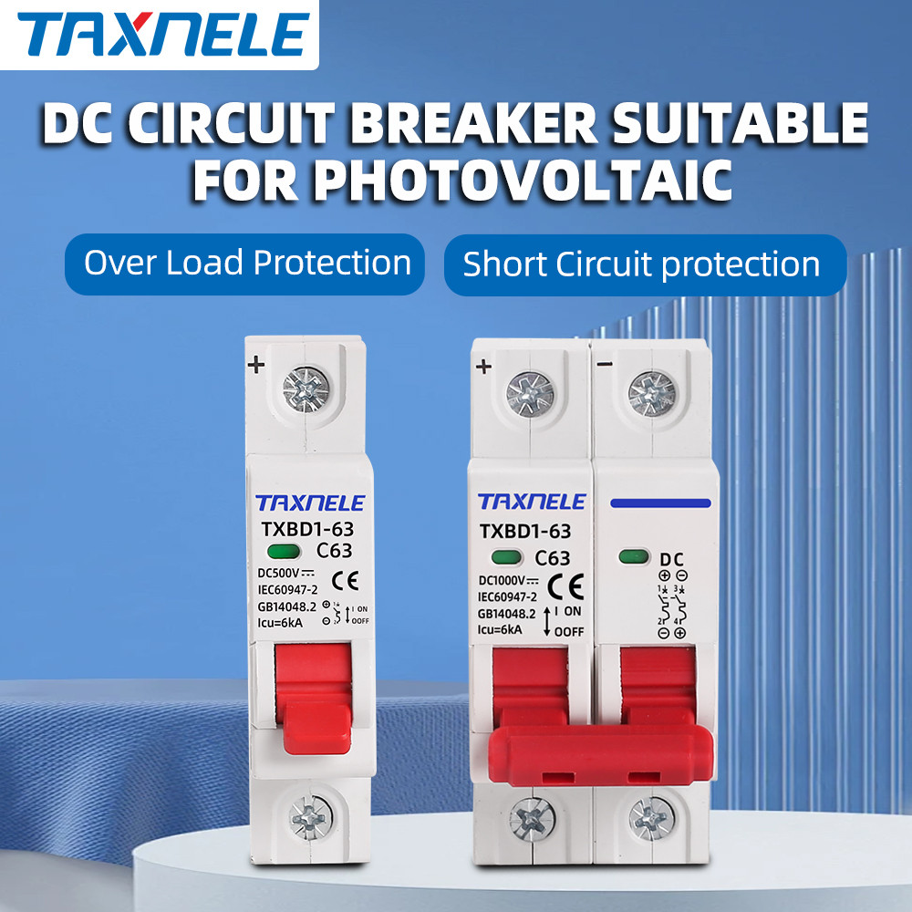 Dc 500V 1P 2P พลังงานแสงอาทิตย์ Circuit Breaker ป้องกันการโอเวอร์โหลด 32A 40A 50A 63A MCB สําหรับโซลาร์เซลล์ PV