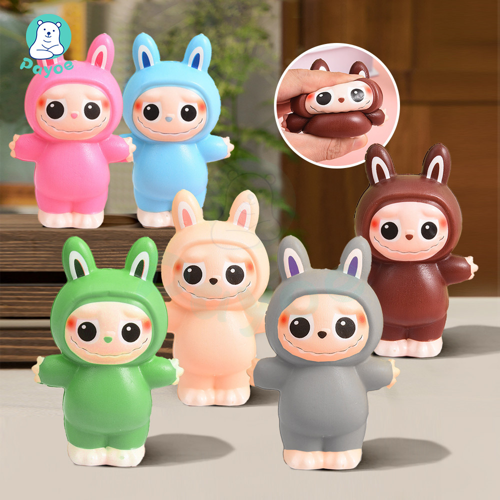 PAYOE Superaf การ์ตูน Labubu บีบ บีบตุ๊กตาบีบยางรู้สึกถึงของขวัญวันเกิดของเล่นเด็กนุ่ม ๆ
