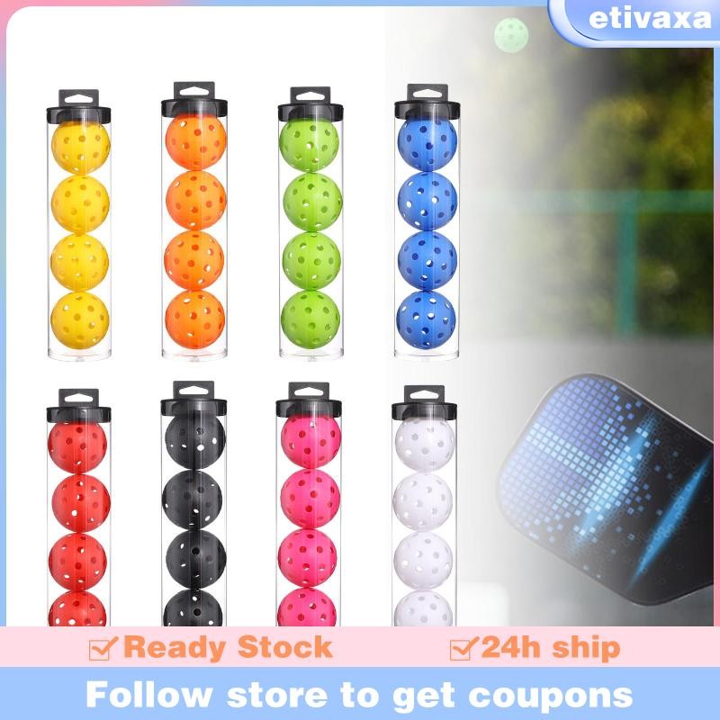 [Etivaxa] 4 ชิ้น Pickleball Balls 74 มม.ของเล่นฝึกซ้อมมืออาชีพ Ball Golf Hollow Ball หลุมแข็งสําหรับสนามกลางแจ้ง