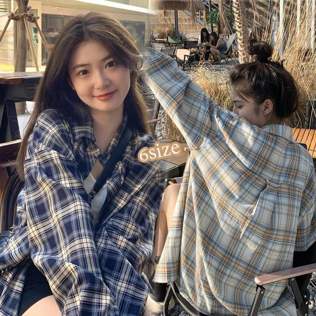 DODO.เสื้อเชิ้ต ลายสก๊อตแขนยาวกันแดด เสื้อแฟชั่นผู้หญิง น่ารักมาก เสื้อสไตล์เกาหลี ผ้าใส่สบาย#W327 Women Clothing Lady