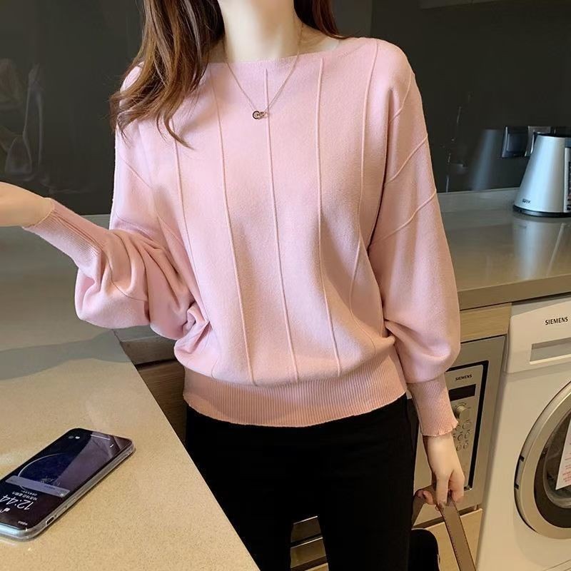 เสื้อกันหนาวผู้หญิงหลวมกระชับขนาดบวกขนาดใหญ่สั้นฤดูใบไม้ร่วงสาวอวบแขน Batwing flab ซ่อนทุกการจับคู่
