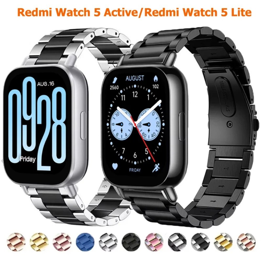 22 มม.สแตนเลสสตีลสําหรับ Redmi Watch 5 Active Band สร้อยข้อมือโลหะสําหรับ Xiaomi Redmi นาฬิกา 5 Lite Watchband Correa