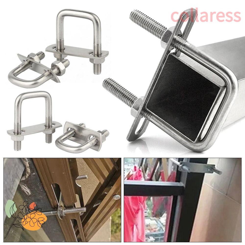 Collaress 2 ชุด แคลมป์สี่เหลี่ยม สกรูพร้อมท่อ Baffle U-clamp เหล็กทนทานมุมขวา U-Bolt M6 Squa Bolt