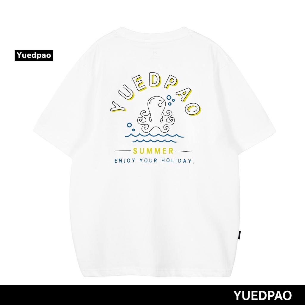 Yuedpao ยอดขาย No.1 รับประกันไม่ย้วย 2 ปี ผ้านุ่ม เสื้อยืดเปล่า เสื้อยืด Oversize White tako wasabi 