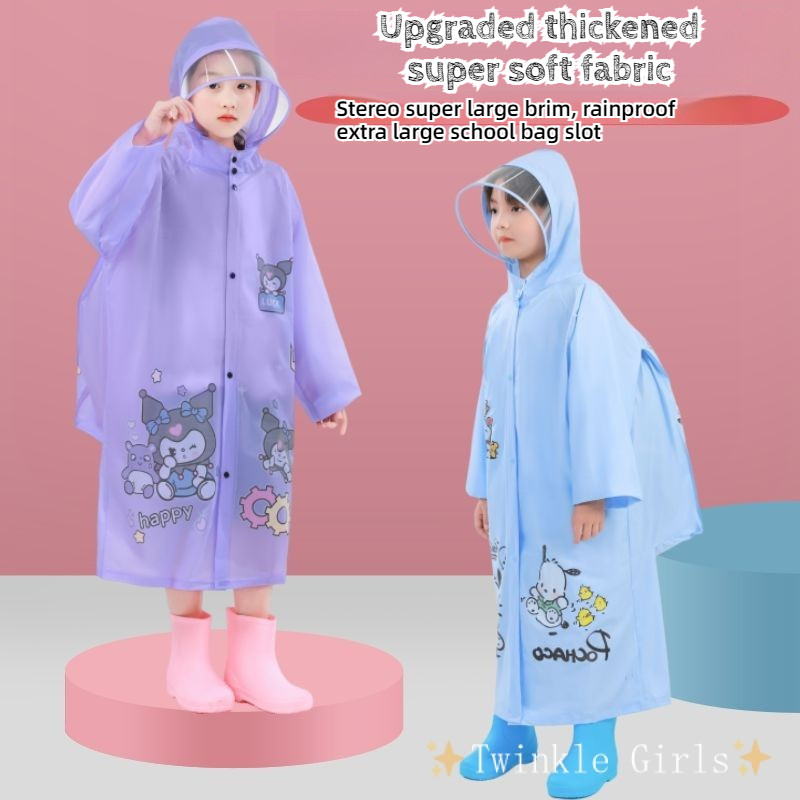 เสื้อกันฝนเด็ก Kuromi Pochacco Seluar Hujanเสื้อกันฝน Sanrio น่ารัก เสื้อกันฝนกันน้ํา Baju Hujan