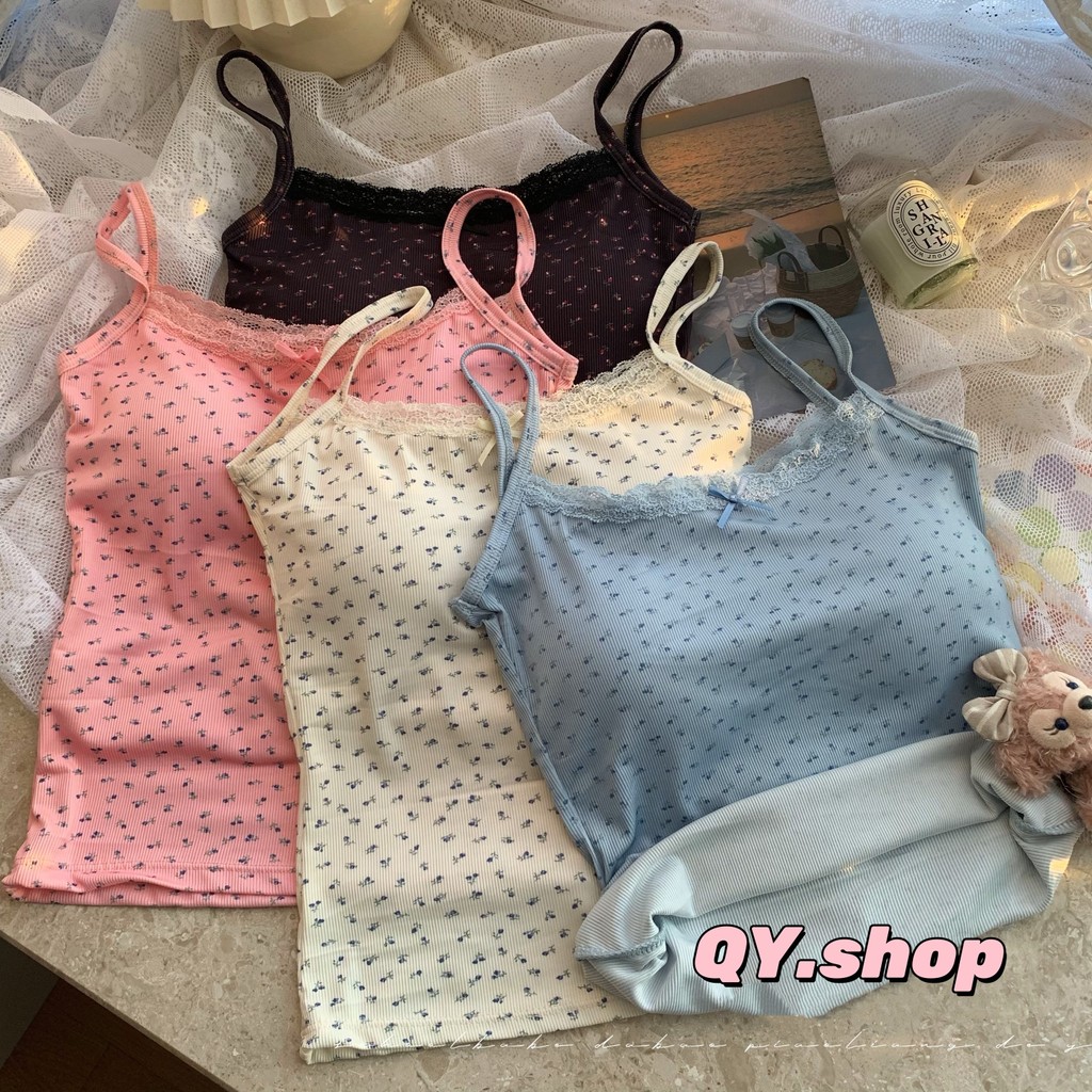 QY.Shop ใส่สบายยืดตามสรีระร่างกาย มีฟองน้ำในตัวแบบเย็บติดบราไม่เลื่อนหลุด ให้เสียทรง ปิดจุก "FY9094" -H