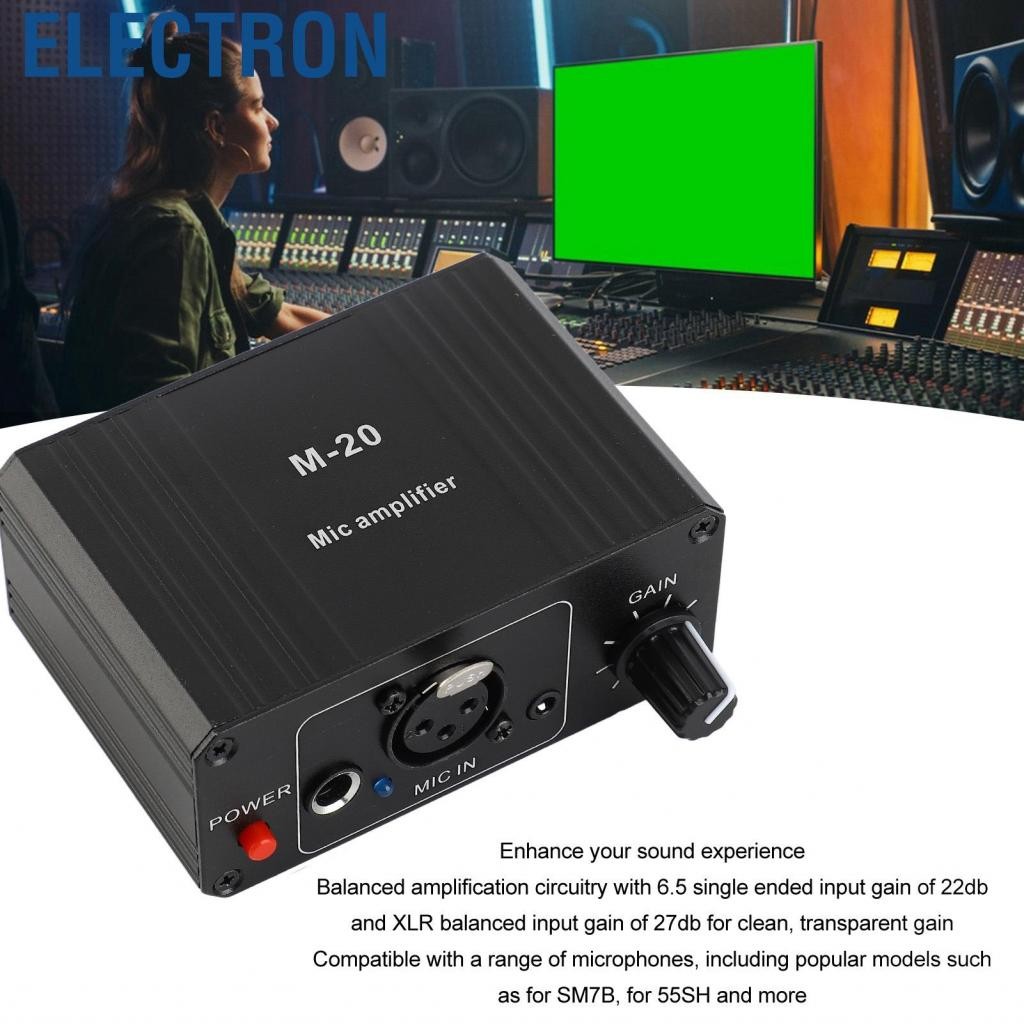 Electron High Gain ไมโครโฟน Preamp 48V Phantom Power XLR เอาต์พุต Mic Preamplifier สำหรับไมโครโฟนแบบไดนามิกและคอนเดนเซอร์