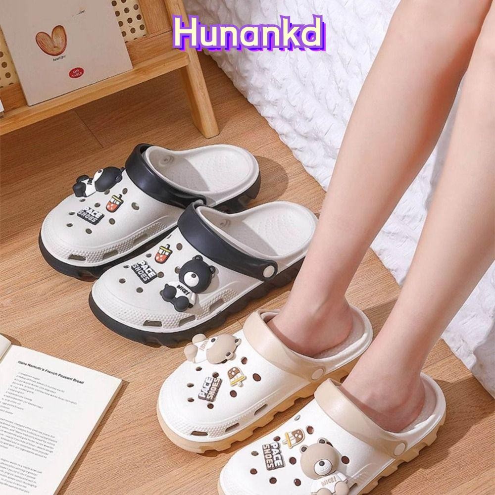 Huan รองเท้าแตะ, รองเท้ารูรองเท้าส้นสูงแบบหนา, รองเท้าแตะชายหาด PVC ตกแต่ง DIY ฤดูร้อน