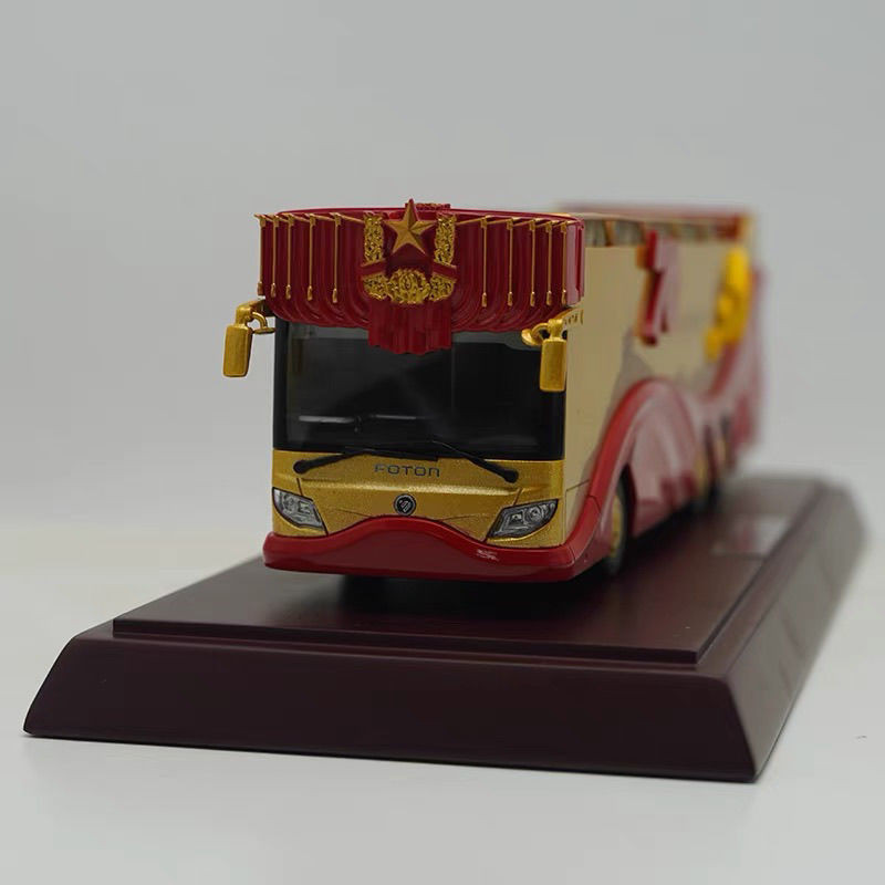 1: 42 Fukuda Ouhui Bus ครบรอบ 70 ปีของขวัญรถแขก Double-Decker Sightseeing Bus รุ่นโลหะผสม Harover Ed