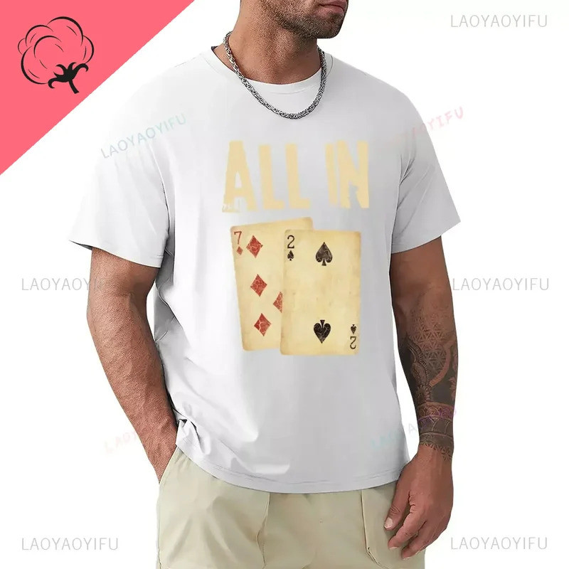 Nostalgia Poker Card All in Online Game Gift Poker Player 7 2 Whites Graphic Mens and Womens Short S