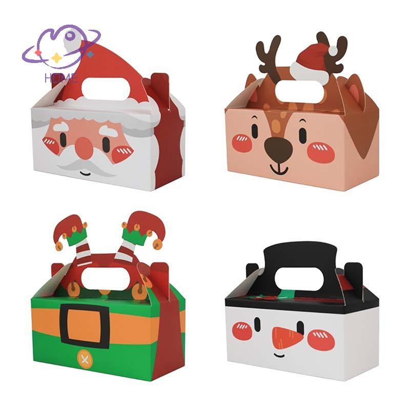 [mayhome] 4 ชิ้น Merry Christmas Candy กล่องน่ารัก Santa Claus Elk คุกกี้ของขวัญเค้กกล่องบรรจุสําหรับคริสต์มาสปีใหม่ Party Decor Xmas Navidad {TH}
