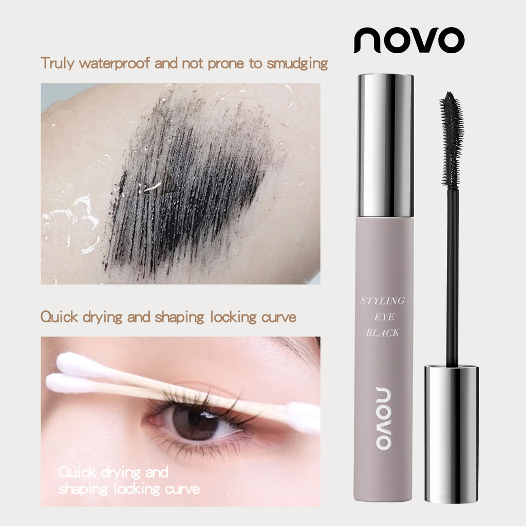 NOVO ใหม่มาสคาร่าครีมธรรมชาติหนาดัดผม3งตาแต่งหน้ากันน้ํารอยเปื้อนยาวนานการตั้งค่ามาสคาร่าเครื่องสําอาง6289