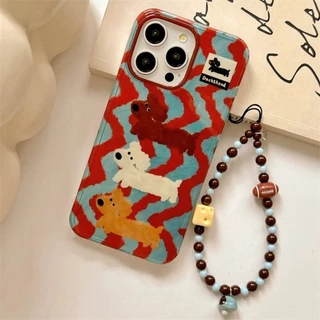Iphone 16 15 14 13 12 11 Pro Max X Xr Xs Max 7 8 Plus SE2020 เคสโทรศัพท์การ์ตูน Retro ไส้กรอกสุนัข + Lanyard Clear Soft Cover