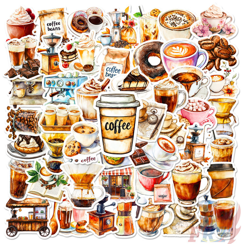 ❉ สติ๊กเกอร์ Retro Coffee Series 03 ❉ 50 ชิ้น/เซ็ตกันน้ํา DIY แฟชั่น Doodle Decals สติ๊กเกอร์