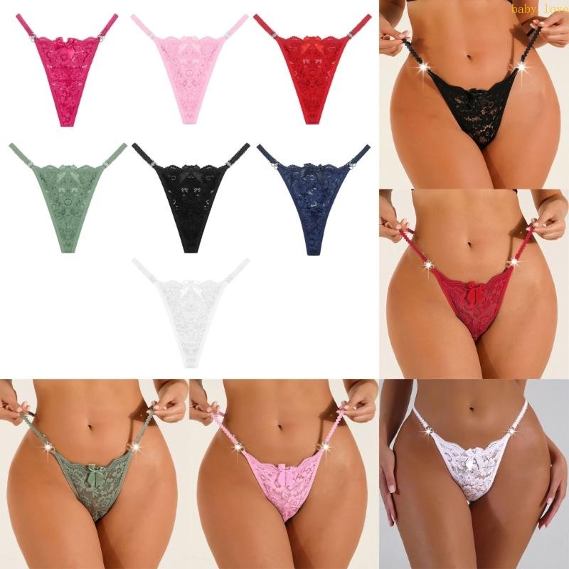 Dasbsug ผู้หญิงต่ําเอว Thongs G-String ดูผ่านชุดชั้นในลูกไม้บิกินี่กางเกง