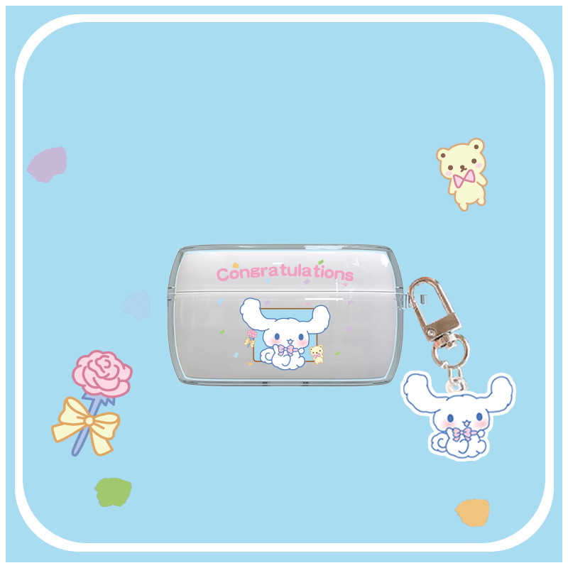 Stock Ready Cartoon Soft Transparent Headphone Case Compatible For Jabra Elite 4 with Hook