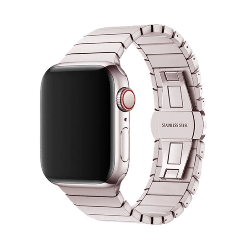 สายสแตนเลสสตีลแบบชิ้นเดียวสายโลหะหัวเข็มขัดผีเสื้อเหมาะสำหรับ Iwatch